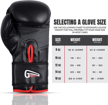 Boxing & MMA Training Gloves - Supreme Boxing Gloves for Men & Women. 8,10,12,14 & 16Oz Kickboxing Gloves (8Oz, Black)